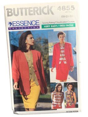 Butterick 4855 Womens Sewing Pattern Jacket Skirt Size 18 20 22 Uncut 90s